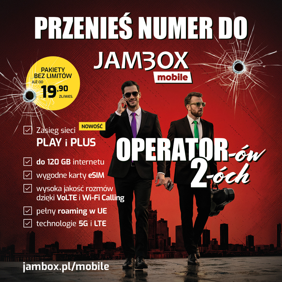 Przenieś numer do JAMBOX mobile, wybierz jednego z dwóch operatorów i skorzystaj z nowego pakietu MINI bez limitów już od 19,90 zł/mies.